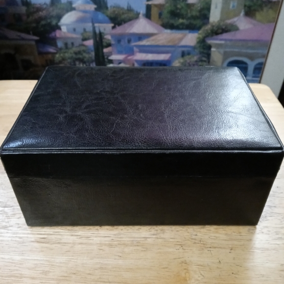 💍Vintage Blue Leather & Velvet Jewelry Box. With Draw,Size - Picture 11 of 16